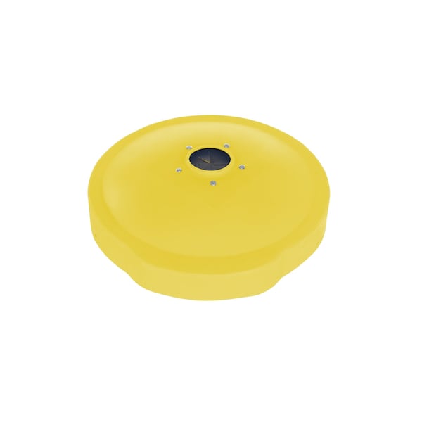 55 Gal Trash Can Lid, Yellow, Low Density Polyethylene (LDPE), 24.625 in W/Dia